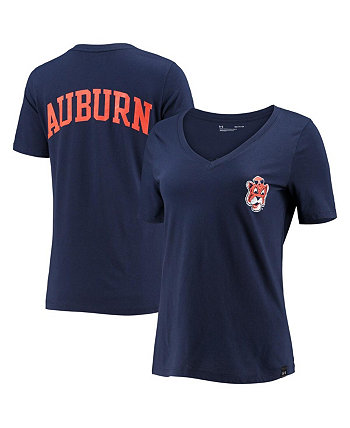 Женская темно-синяя футболка Auburn Tigers Vault с v-образным вырезом Under Armour