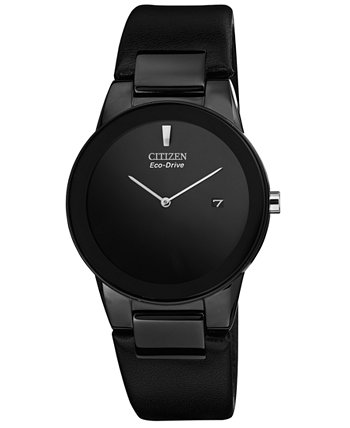 Мужские часы Eco-Drive Axiom с черным кожаным ремешком 40 мм AU1065-07E Citizen
