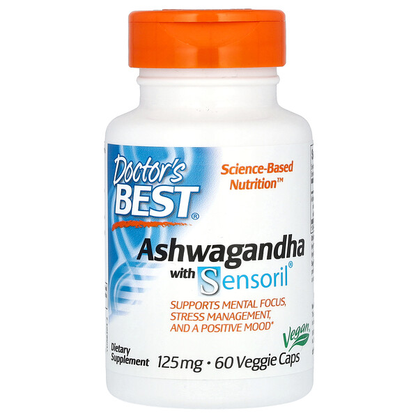 Ashwagandha с Sensoril, 125 мг, 60 растительных капсул - Doctor's Best Doctor's Best