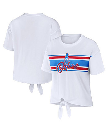 Женская белая футболка в стиле ретро с завязкой спереди Tennessee Titans WEAR by Erin Andrews