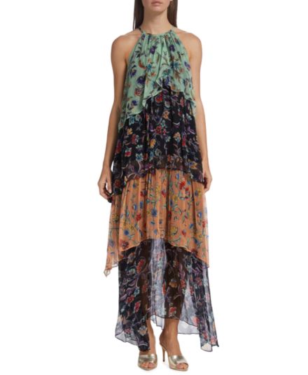 Плиссированное платье макси с цветочным принтом Chrisley Ramy Brook