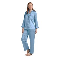 Комплект для сна с атласной пижамной рубашкой и пижамными штанами Petite Miss Elaine Essentials Miss Elaine Essentials