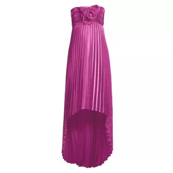 Плиссированное платье миди без бретелек с высоким и низким вырезом ONE33 SOCIAL