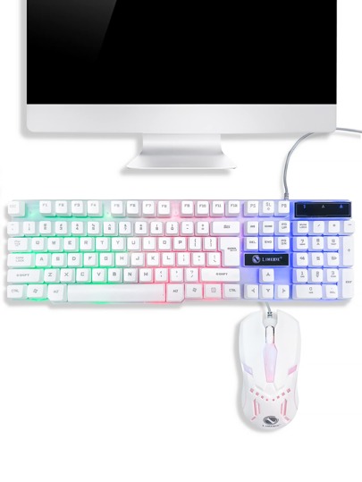 Комбинированная проводная игровая клавиатура и мышь с подсветкой SHEIN