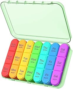 Pill Organizer 3X a Day, Weekly Pill Organizer 3 Times a Day, Pill Box 7 Day, Pill Cases Organizers 7 Day, Daily Pill Organizer Travel, Daviky Medicine Pill Organizer to Hold Vitamins and Medication Daviky