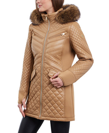 Женское стеганое пальто с отделкой из искусственного меха с капюшоном Michael Kors