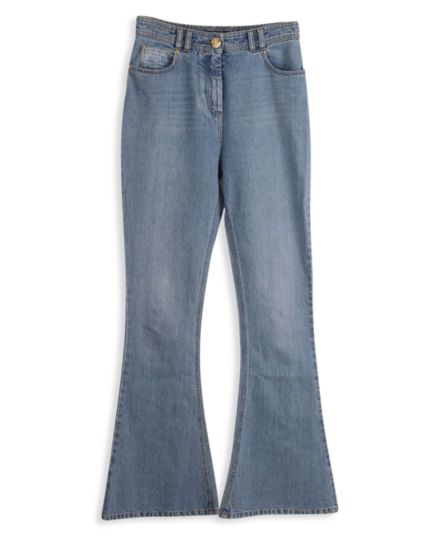 Balmain Flared Jeans In Blue Cotton Denim Balmain