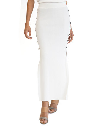 Женская длинная юбка рельефной вязки со шнуровкой и боковым разрезом Adrienne Landau
