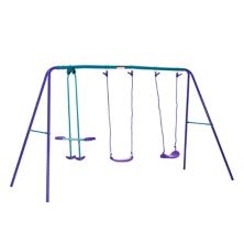 Outsunny Swing Set with Glider Two Swing Seats and Adjustable Height Outdoor Sturdy A Frame Suitable for Playground Backyard Purple Outsunny