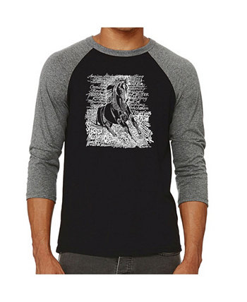 Мужская футболка с регланом Popular Horse Breeds Word Art LA Pop Art