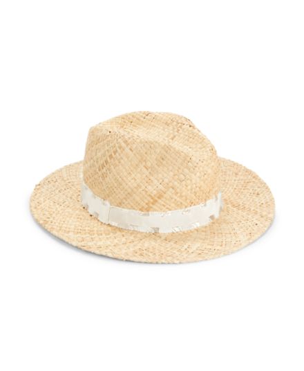 Соломенная шляпа с отделкой лентой Saks Fifth Avenue Made in Italy
