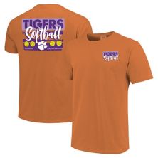 Unisex Orange Clemson Tigers Gritty Softball Bats Comfort Colors T-Shirt Image One