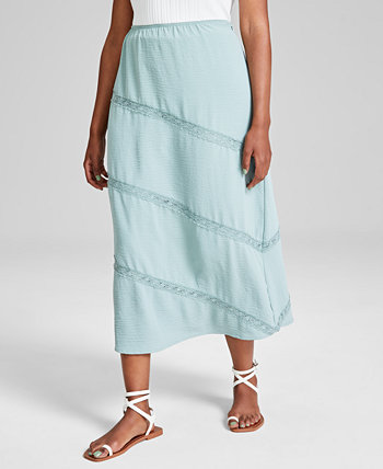 Woman's Lace-Trim Midi Skirt, Created for Macy's And Now This