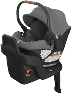 UPPAbaby Aria Lightweight Infant Car Seat/Just Under 6 lbs for Easy Portability/Base with Load Leg + Infant Insert Included/Direct Stroller Attachment/Anthony (Grey/Chestnut Leather) UPPAbaby