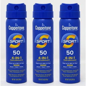 Coppertone Sport Spray de Viaje SPF 50 CS, 1,6 Onzas (Paquete de 3) Coppertone