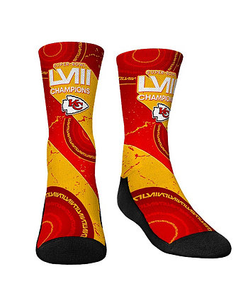 Молодежные носки для мальчиков и девочек Носки для команды Kansas City Chiefs Super Bowl LVIII Champions Rock 'Em