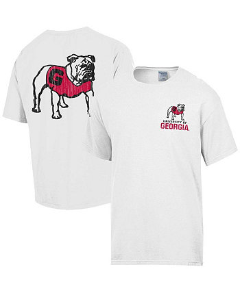 Мужская белая рваная футболка с винтажным логотипом Georgia Bulldogs Comfortwash