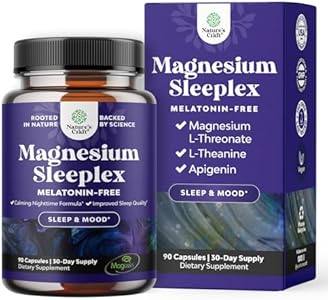 High Absorption Magnesium Sleep Supplement - Magnesium Threonate with Apigenin 50mg L-Theanine 250mg per Serving Plus Lemon Balm Extract - Melatonin-Free Calm Supplement for Sleep (1 Month) Natures Craft