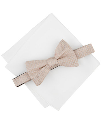 Men's Dawson Textured Bow Tie & Solid Pocket Square Set, Created for Macy's Alfani