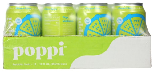 Poppi Prebiotic Soda Ginger Lime -- 12 жидких жидких зерен в упаковке 12 шт. Poppi
