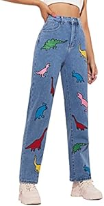 WDIRARA Women's Cow Print Ripped Jeans High Waisted Button Skinny Denim Pants Wdirara