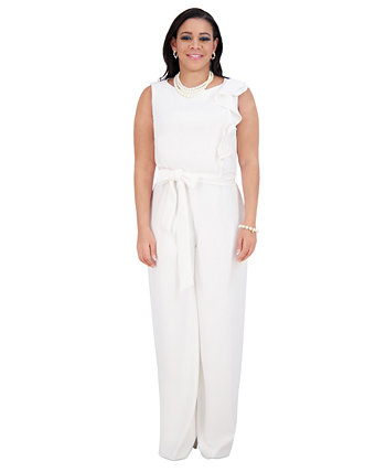 Women's Ruffled Sleeveless Wide-Leg Jumpsuit Kasper