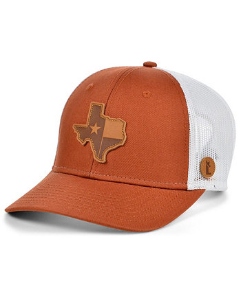 Men's Burnt Orange, White Texas Statement Trucker Snapback Adjustable Hat Local Crowns