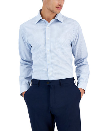 Мужская синяя классическая рубашка в клетку стандартного кроя без железа Brooks Brothers