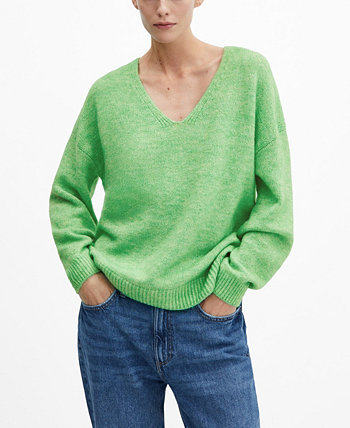 Женский вязаный свитер с v-образным вырезом MANGO