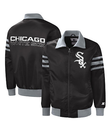 Мужская черная университетская куртка Chicago White Sox The Captain II с молнией во всю длину Starter
