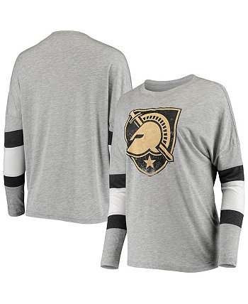Women's Heathered Gray Army Black Knights Swell Stripe Long Sleeve T-shirt Camp David