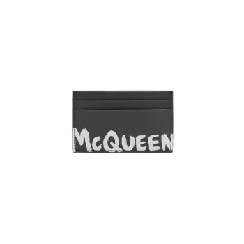 Кожаный бумажник с граффити-логотипом Alexander McQueen