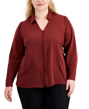 Однотонная блуза больших размеров на пуговицах спереди, созданная для Macy's Alfani
