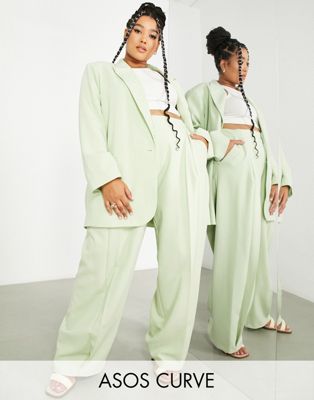 Широкие брюки серо-зеленого цвета ASOS EDITION Curve ASOS EDITION
