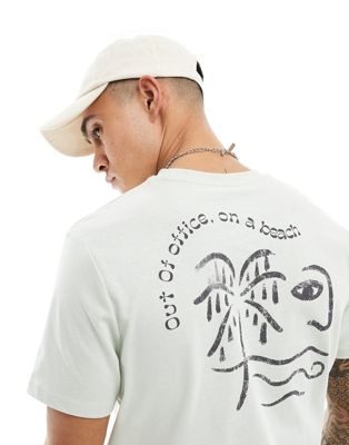 ASOS DESIGN T-shirt in gray with abstract beach back print ASOS DESIGN