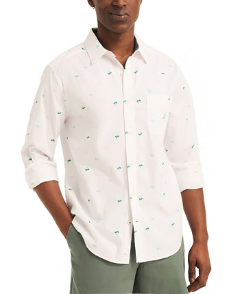 Мужская оксфордская рубашка классического кроя с ярким принтом пальм и длинными рукавами Nautica