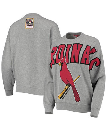 Легкий пуловер с логотипом St. Louis Cardinals Cooperstown Collection для женщин серого меланжевого цвета Mitchell & Ness