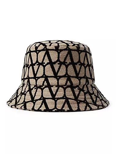 Кожаная б Bucket Hat VLogo на ткани Toile Iconographe, размеры XS-XL Valentino Garavani