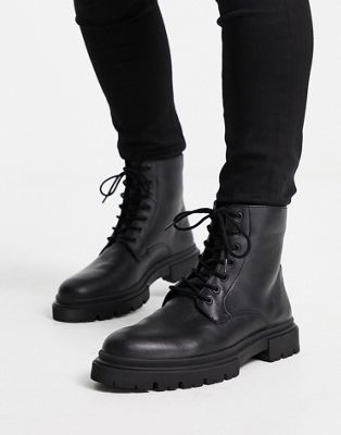 Черные кожаные массивные ботинки на шнуровке Schuh Dane Schuh