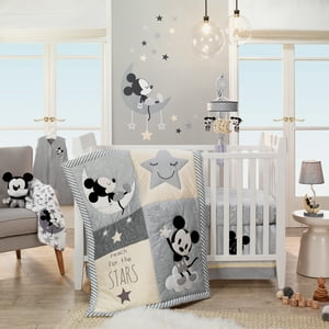 Disney Baby Mickey Mouse Gray/Yellow 4-Piece Crib Bedding Set by Lambs & Ivy Lambs & Ivy