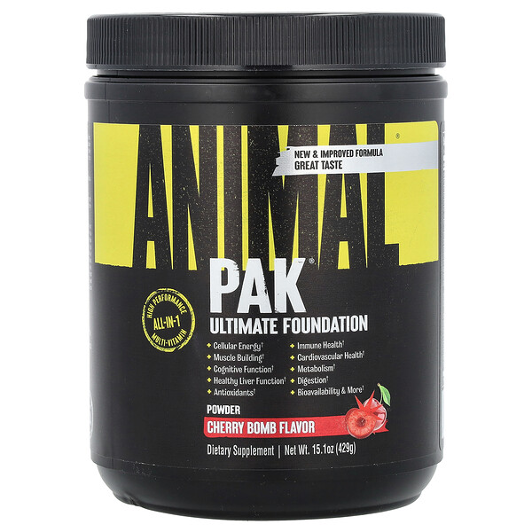 Animal Pak Powder, The Ultimate Training Foundation, вишневая бомба, 15,1 унции (429 г) Animal