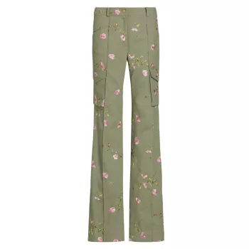 Atworth Embroidered Floral Cargo Pants LOVESHACKFANCY