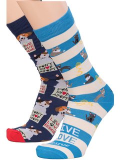 Набор из 2 носков для экипажа Animal Rescue Cats John's Crazy Socks