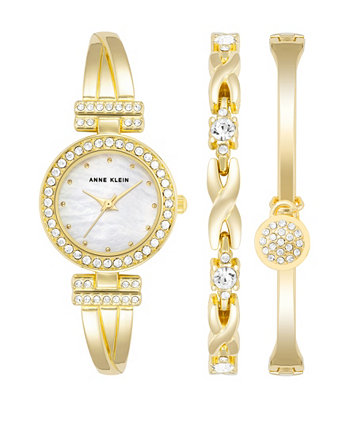 Женский золотой браслет из сплава с кристаллами Модные часы 24 мм и браслет Anne Klein