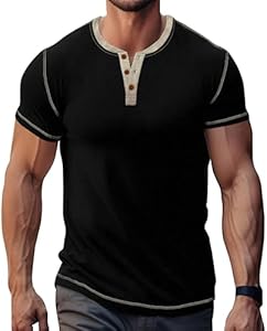 LOGEEYAR Mens Henley Shirts Vintage Short Sleeve Casual Shirt Summer Lightweight Button T-Shirts Logeeyar