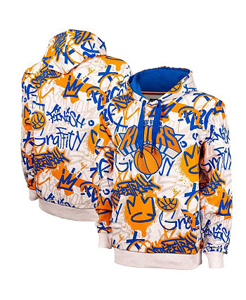 Мужской кремовый пуловер с капюшоном New York Knicks с принтом граффити по всей поверхности FISLL