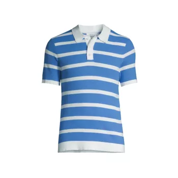 Striped Textured Knit Polo Shirt Onia