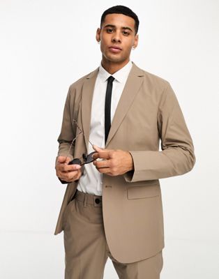 Светло-коричневый приталенный пиджак приталенного кроя Selected Homme Selected
