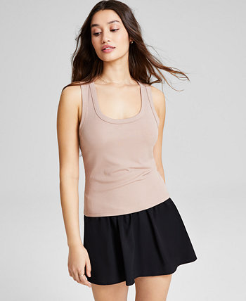 Women's Scoop-Neck Rib-Knit Sleeveless Tank Top, Created for Macy's And Now This