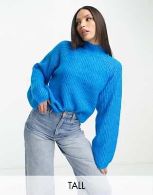 Pieces Tall exclusive textured sweater in bright blue Pieces Tall